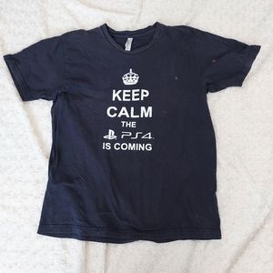 Novelty Gaming T-shirt "Keep Calm the PS4 is Coming" Large Quirky Graphic